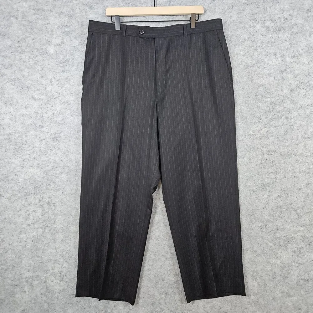 Jones New York 2-Pc Suit Blazer‎ 46R Pants 38x28 Charcoal Pinstripes COLLAR SNAG